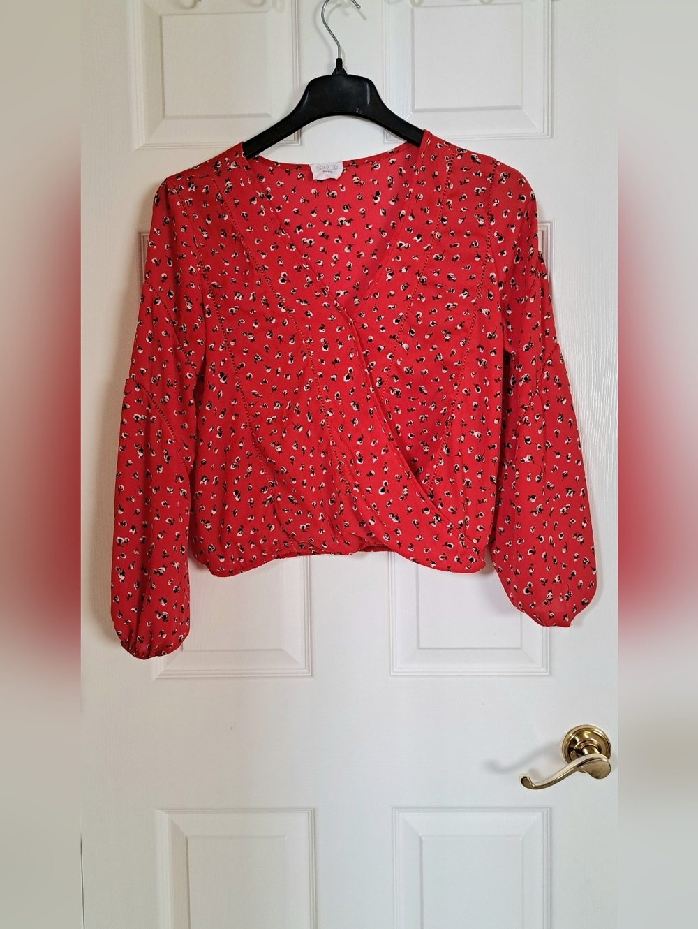 Sienna Sky Red Printed Wrap-Front Blouse